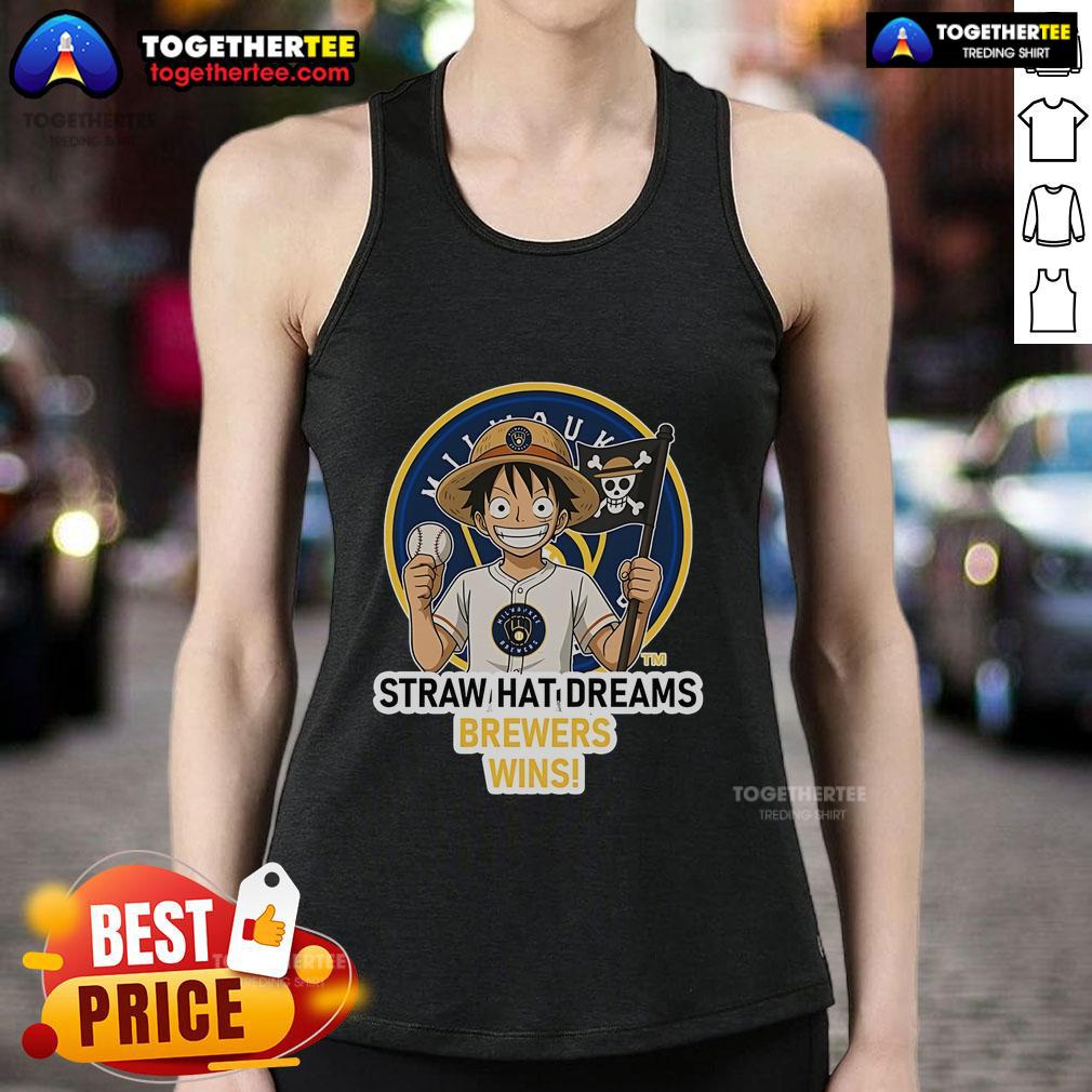 Premium Milwaukee Brewers Monkey D. Luffy Straw Hat Dreams tank top featuring vibrant design and team logo.
