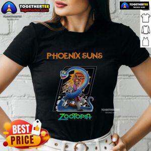 Premium Phoenix Suns Zootopia 2 ladies tee featuring vibrant graphics and a stylish fit for fans and fashion lovers.