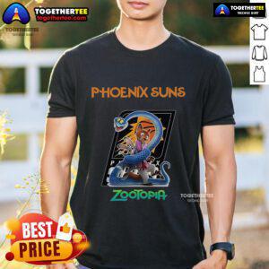 Premium Phoenix Suns Zootopia 2 T-Shirt featuring vibrant graphics and a stylish fit, perfect for fans and collectors.
