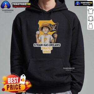 Premium Pittsburgh Pirates Monkey D. Luffy Straw Hat Dreams Wins Hoodie featuring vibrant graphics and stylish design.