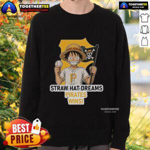 Premium Pittsburgh Pirates sweatshirt featuring Monkey D. Luffy from One Piece, perfect for fans and cozy style.