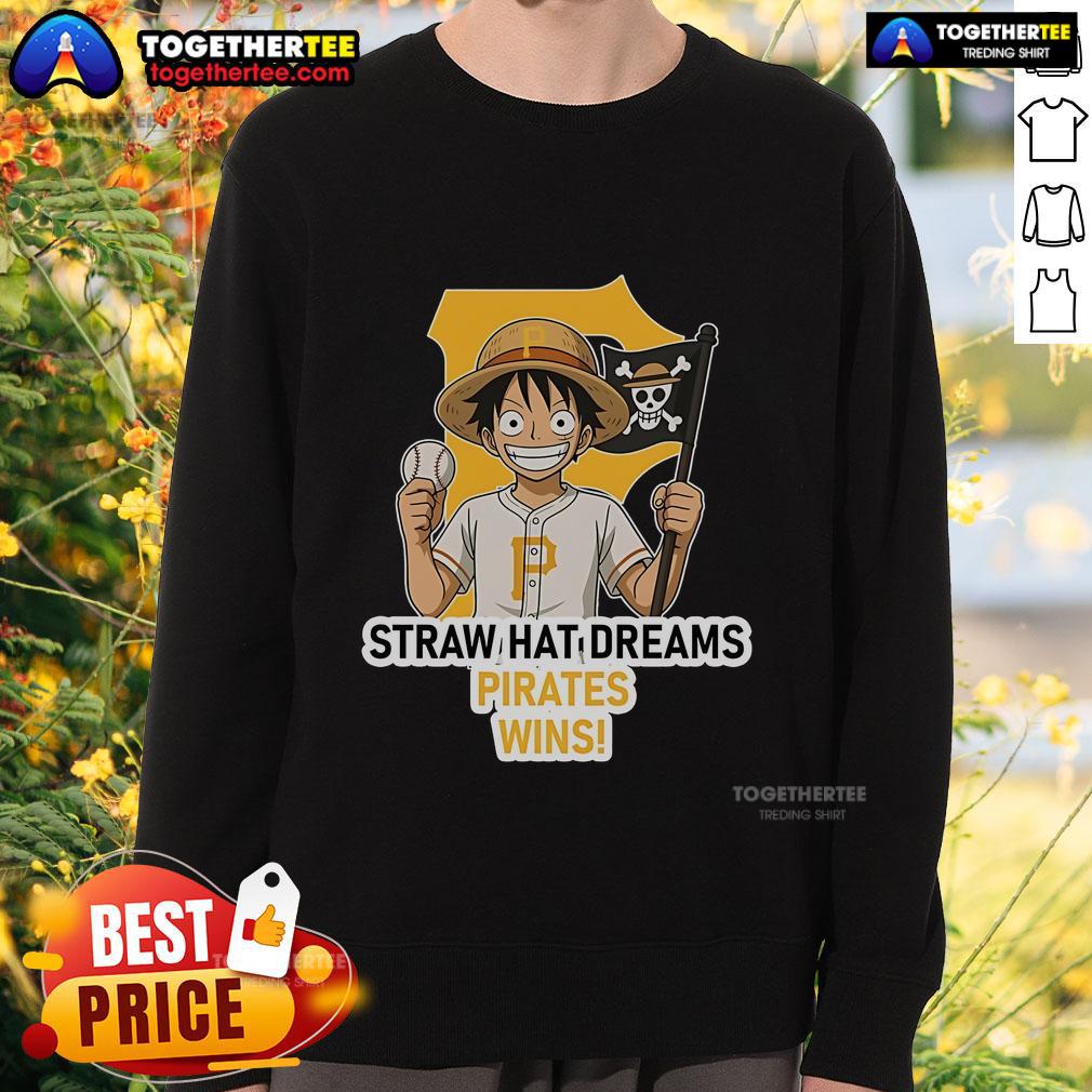 Premium Pittsburgh Pirates sweatshirt featuring Monkey D. Luffy from One Piece, perfect for fans and cozy style.
