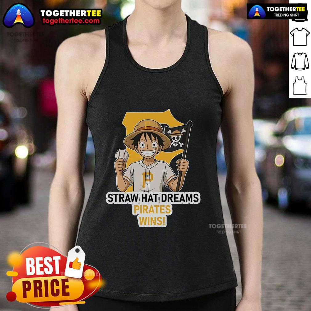 Premium Pittsburgh Pirates Monkey D. Luffy Straw Hat Dreams Wins Tank Top showcasing a vibrant design for fans.