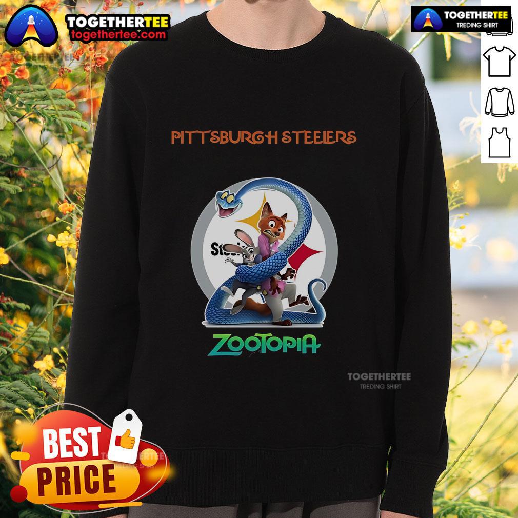 Premium Pittsburgh Steelers Zootopia 2 Sweatshirt featuring vibrant graphics and soft fabric, perfect for fans.
