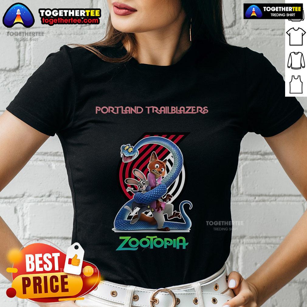 Premium Portland Trail Blazers Zootopia 2 Ladies Tee featuring stylish design and vibrant colors for fans.