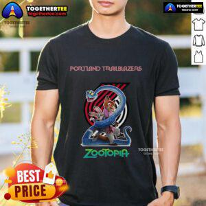Premium Portland Trail Blazers Zootopia 2 T-Shirt featuring vibrant graphics and team colors for fans and collectors.