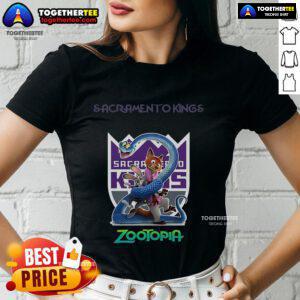 Premium Sacramento Kings Zootopia 2 Ladies Tee featuring vibrant graphics and a stylish fit for fans.