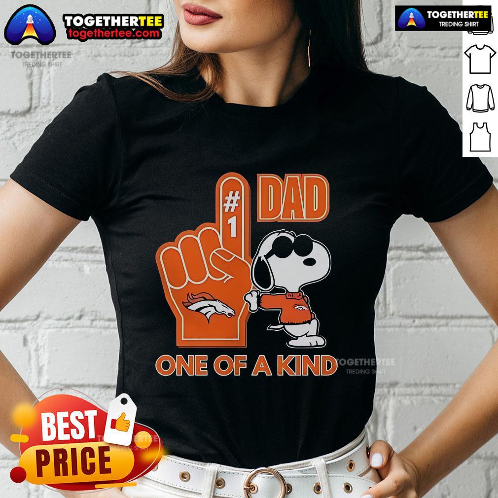 Premium Snoopy Denver Broncos ladies tee, unique design perfect for fans, showcasing Snoopy in Broncos gear.
