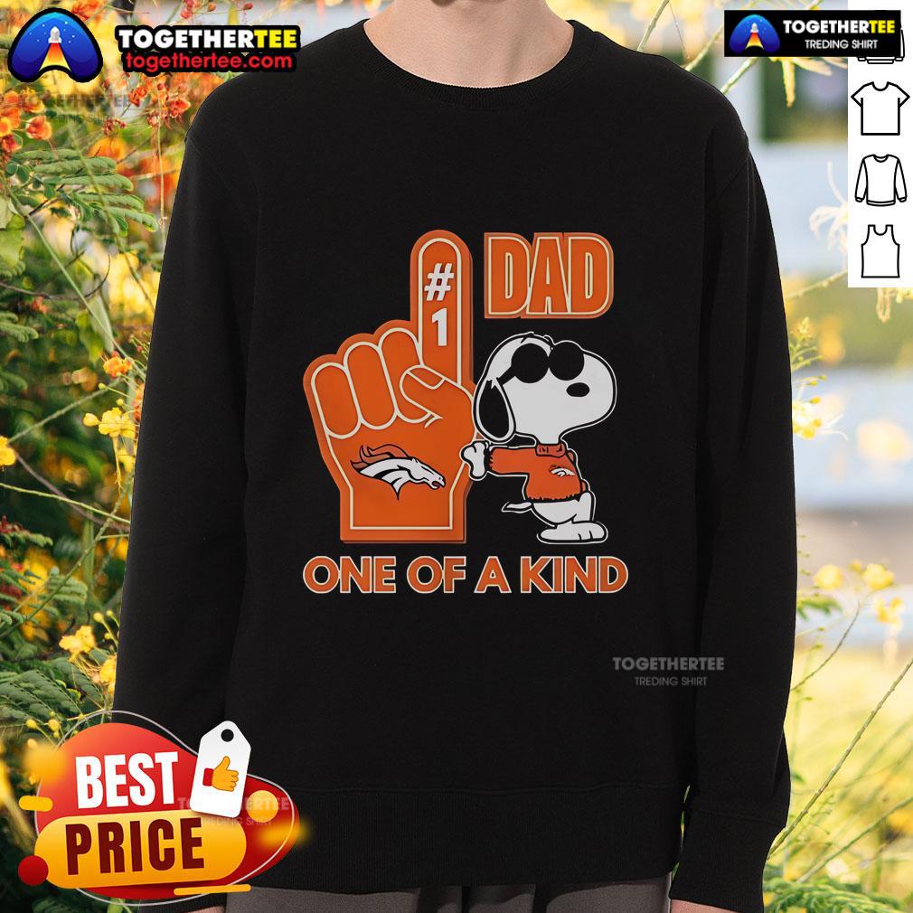Alt Text: Premium Snoopy Denver Broncos sweatshirt for dads, featuring unique design, perfect for sports fans and cozy wear.
