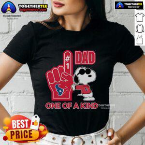Premium Snoopy Houston Texans 1 DAD one-of-a-kind ladies tee featuring a stylish design for football fans.