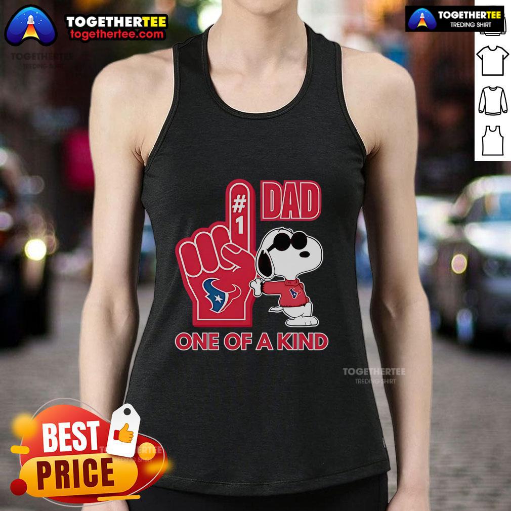 Alt Text: Premium Snoopy Houston Texans 1 DAD tank top featuring unique design perfect for football fans and casual wear.