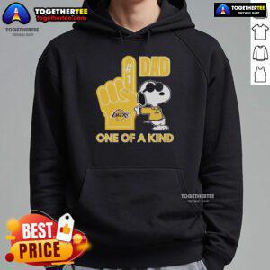 Alt Text: Unique Premium Snoopy Los Angeles Lakers hoodie for dad, featuring vibrant Lakers colors and iconic Snoopy design.
