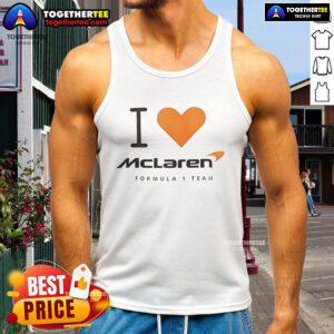 Stylish tank top featuring the McLaren Formula 1 Team logo, perfect for racing fans and casual wear.