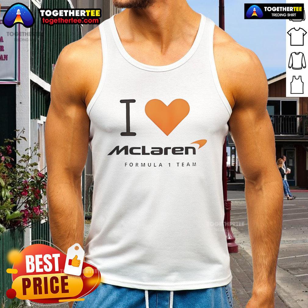 Stylish tank top featuring the McLaren Formula 1 Team logo, perfect for racing fans and casual wear.