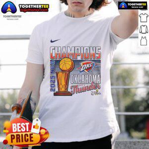 Alt Text: Oklahoma City Thunder Cup T-Shirt for 2025 NBA Champions featuring team logo and vibrant design.