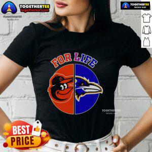Top Baltimore Ravens and Orioles for Life ladies tee featuring team logos and stylish design, perfect for sports fans.
