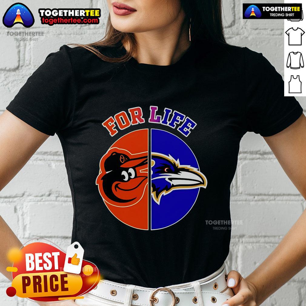 Top Baltimore Ravens and Orioles for Life ladies tee featuring team logos and stylish design, perfect for sports fans.