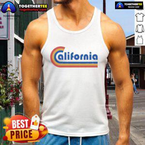 Colorful Top California Rainbow Tank Top displayed on a vibrant background, perfect for summer fashion and casual wear.