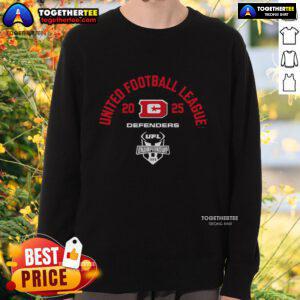 Top DC Defenders 2025 UFL Championship Game sweatshirt featuring team logo and vibrant colors for fans.