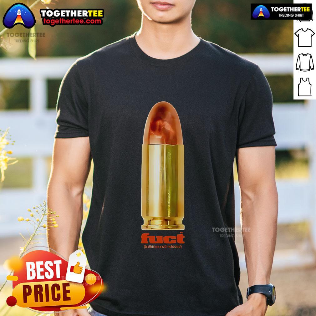 Funny Fuct Batteries Not Included T-Shirt design featuring humorous text on a casual shirt for a playful style.