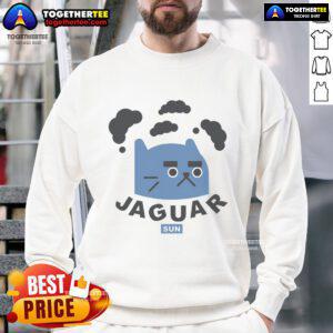 Funny Jaguar Sun Cat Sweatshirt featuring a playful jaguar graphic, perfect for animal lovers and casual wear enthusiasts.