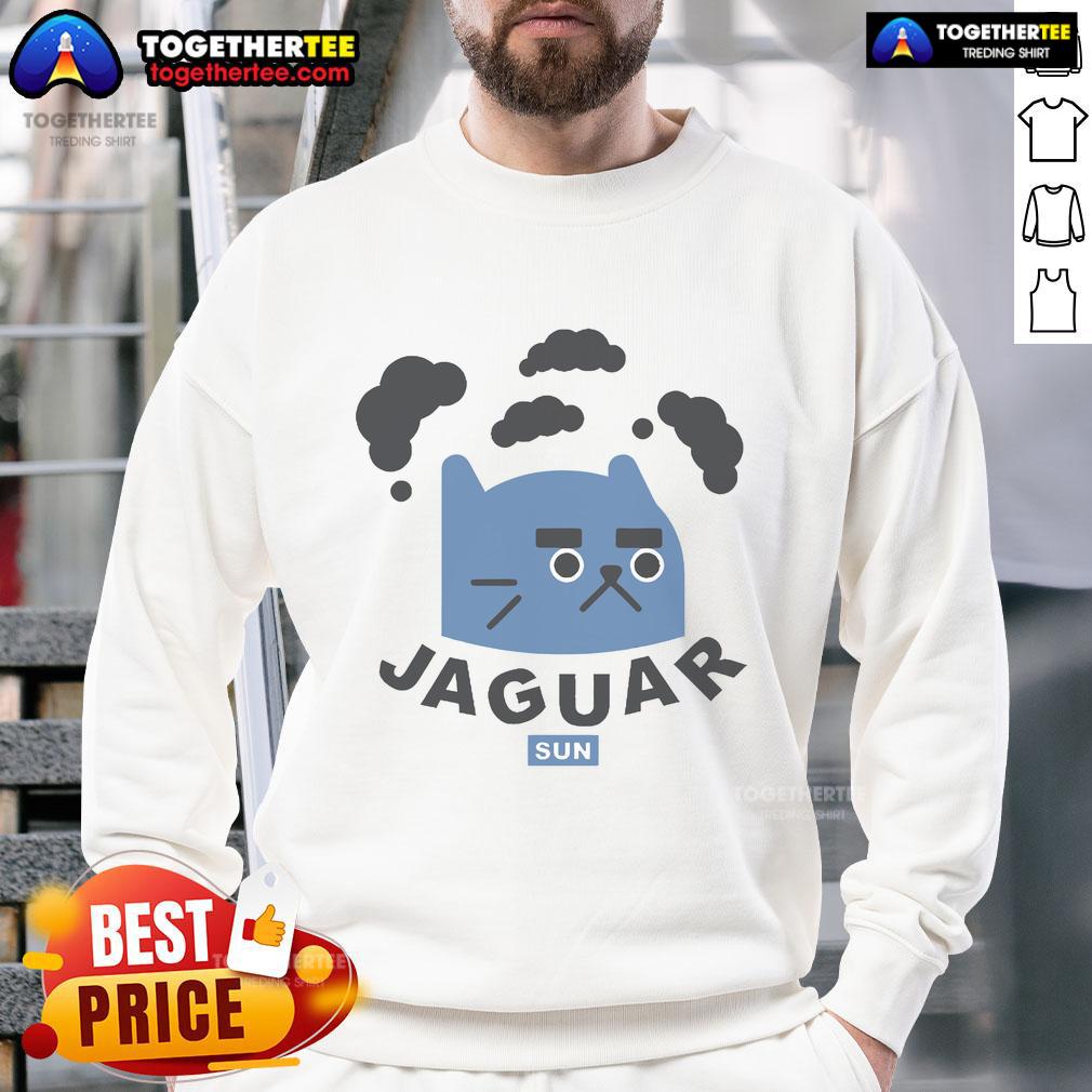 Funny Jaguar Sun Cat Sweatshirt featuring a playful jaguar graphic, perfect for animal lovers and casual wear enthusiasts.