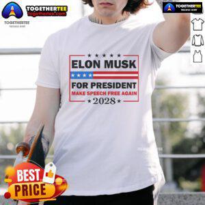 Good Elon Musk For President Make Speed Free Again T-Shirt featuring bold text and a vibrant design promoting freedom.