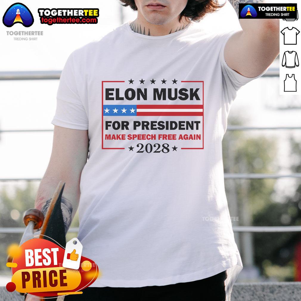 Good Elon Musk For President Make Speed Free Again T-Shirt featuring bold text and a vibrant design promoting freedom.