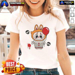 Good Labubu Pennywise The Monsters Halloween Ladies Tee featuring a spooky design perfect for Halloween celebrations.