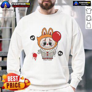 Good Labubu Pennywise The Monsters Halloween sweatshirt featuring a spooky design for Halloween enthusiasts.