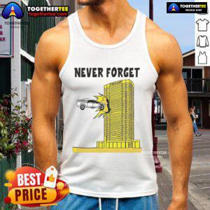 Tesla Cybertruck crashed into Trump building; unique tank top design featuring the striking image for memorable fashion.