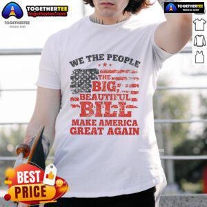 Alt Text: Good We The People Make America Great Again flag t-shirt featuring bold graphics and patriotic colors.