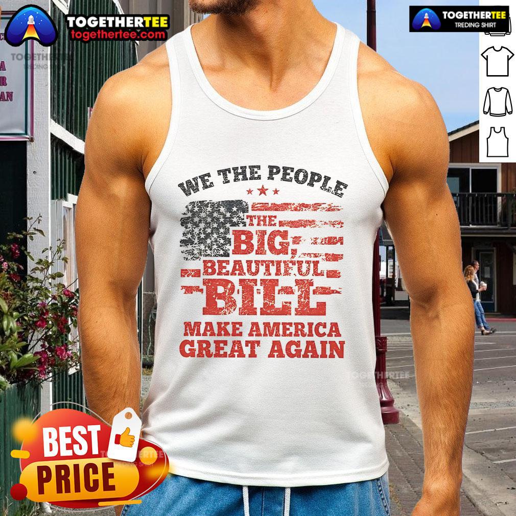 Alt Text: Good We The People tank top featuring a patriotic 'Make America Great Again' flag design, perfect for summer wear.