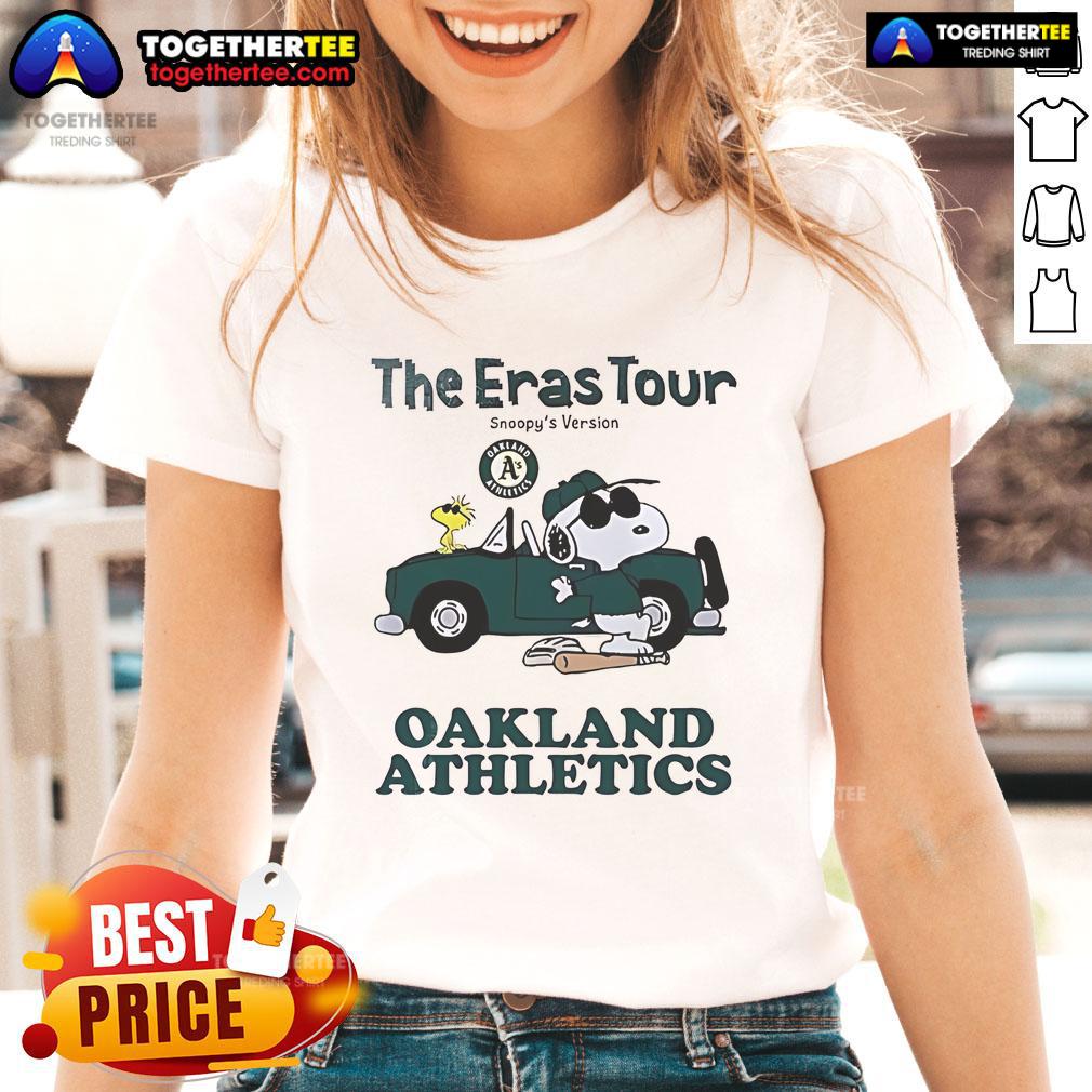 Nice Oakland Athletics The Eras Tour Snoopy Ladies Tee featuring a stylish design for fans and collectors.