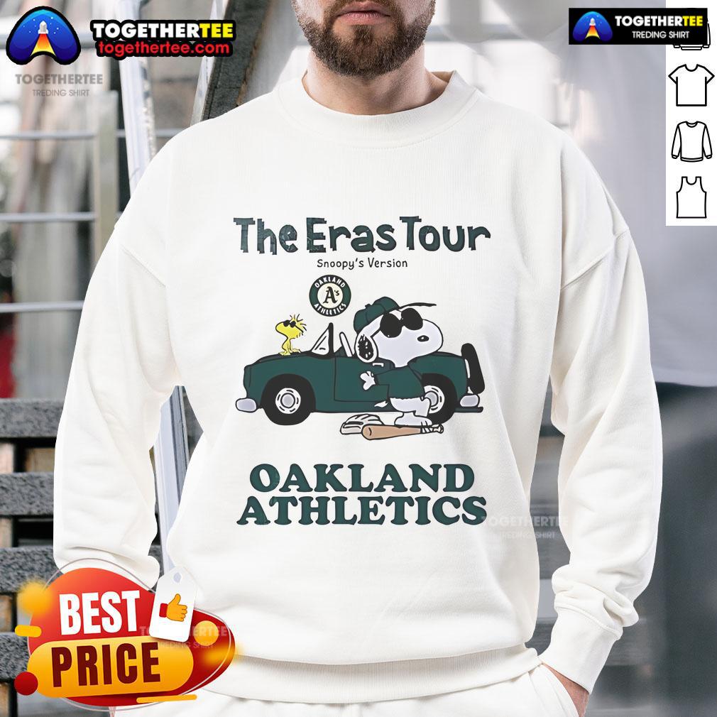 Cozy Oakland Athletics The Eras Tour Snoopy sweatshirt featuring vibrant graphics and a comfortable fit for fans.