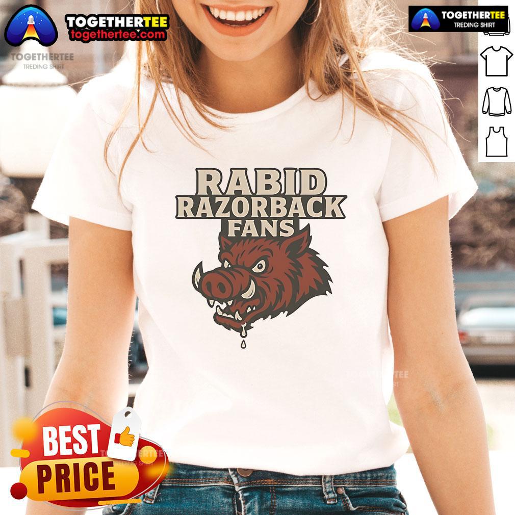 Nice Rabid Razorback Fans Ladies Tee featuring vibrant colors and a stylish design for enthusiastic sports supporters.