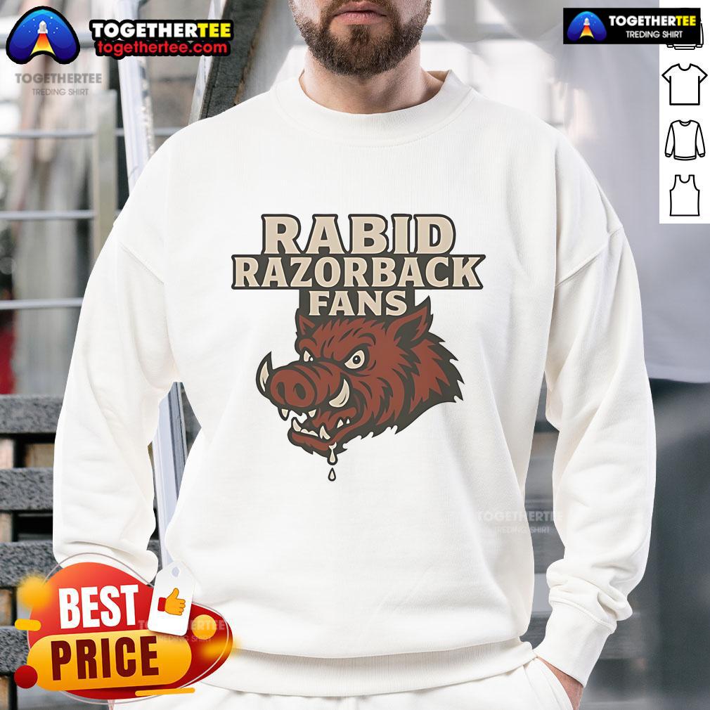 Nice Rabid Razorback Fans Sweatshirt featuring vibrant team colors, perfect for showing support at games or events.