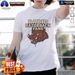 Nice Rabid Razorback Fans T-Shirt featuring vibrant team colors and a bold graphic design for passionate supporters.