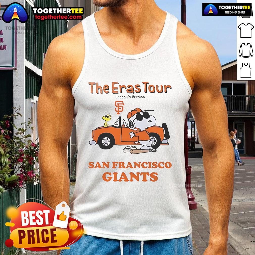 Snoopy tank top featuring San Francisco Giants logo from The Eras Tour, perfect for baseball fans and fashion lovers.