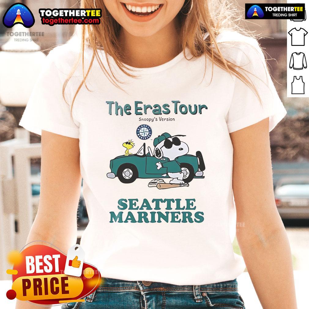 Nice Seattle Mariners The Eras Tour Snoopy Ladies Tee featuring a stylish design perfect for fans and casual wear.