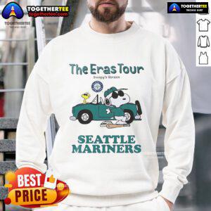 Alt Text: Cozy Snoopy sweatshirt featuring Seattle Mariners design from The Eras Tour, perfect for fans and casual wear.