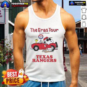 Alt Text: Nice Texas Rangers The Eras Tour Snoopy tank top featuring colorful graphics and a stylish design for baseball fans.