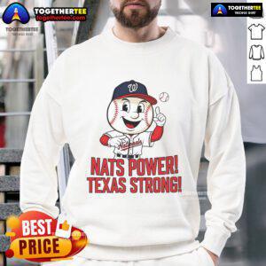 Nice Washington Nationals Nats Power Texas Strong sweatshirt featuring bold team colors and logo, perfect for fans.