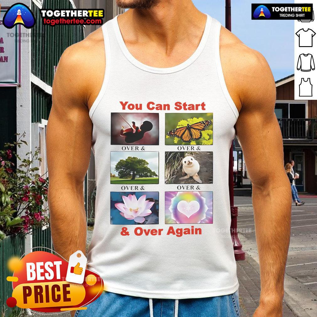Stylish 'Nice You Can Start Over Again' tank top in vibrant colors, perfect for casual wear and motivational vibes.