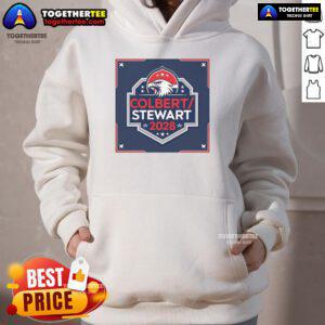 Official Colbert Stewart 2028 Hoodie featuring a bold design and vibrant colors for campaign supporters.