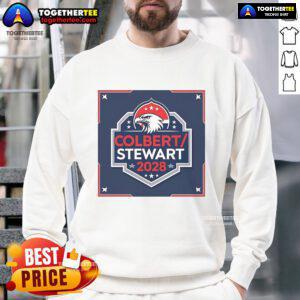 Alt Text: Official Colbert Stewart 2028 sweatshirt featuring a bold design and vibrant colors, perfect for campaign supporters.