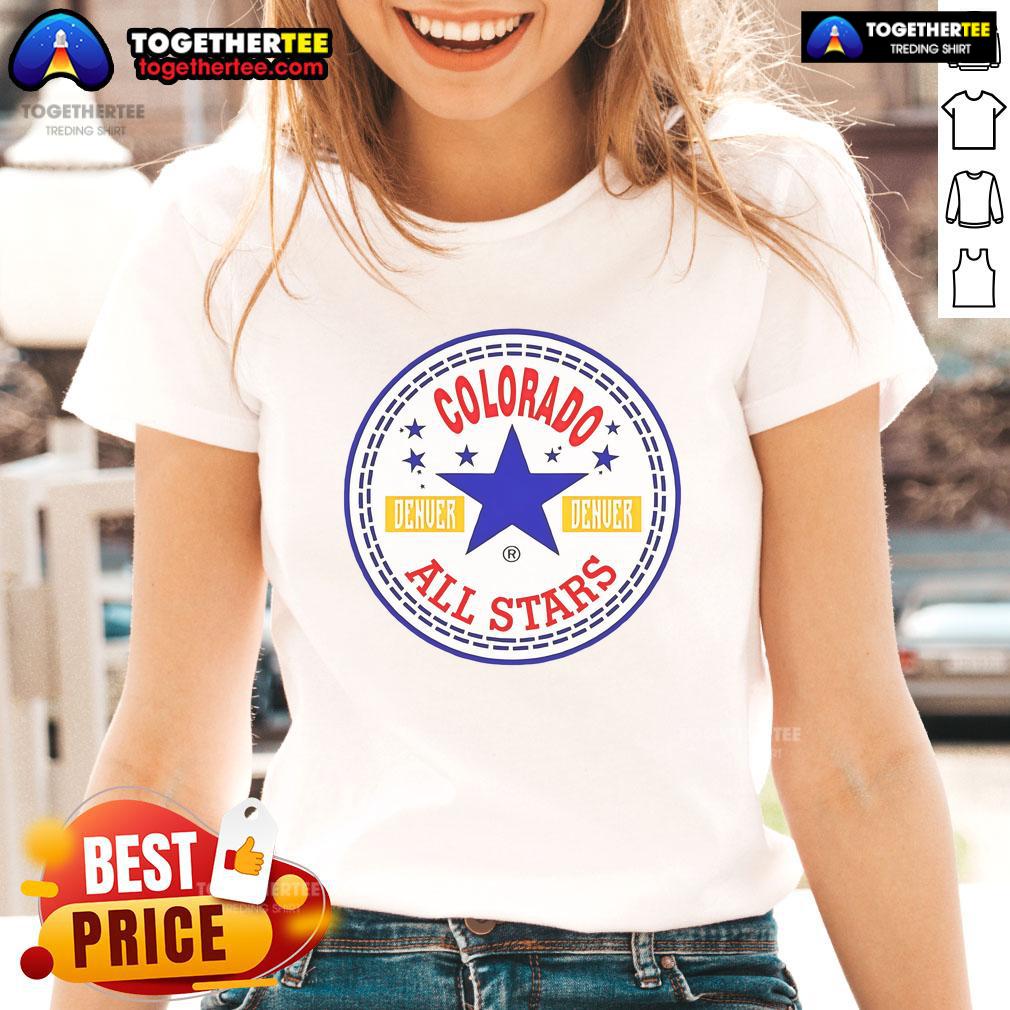 Alt Text: Official Colorado Denver All Stars logo on a stylish ladies tee, perfect for fans and casual wear enthusiasts.