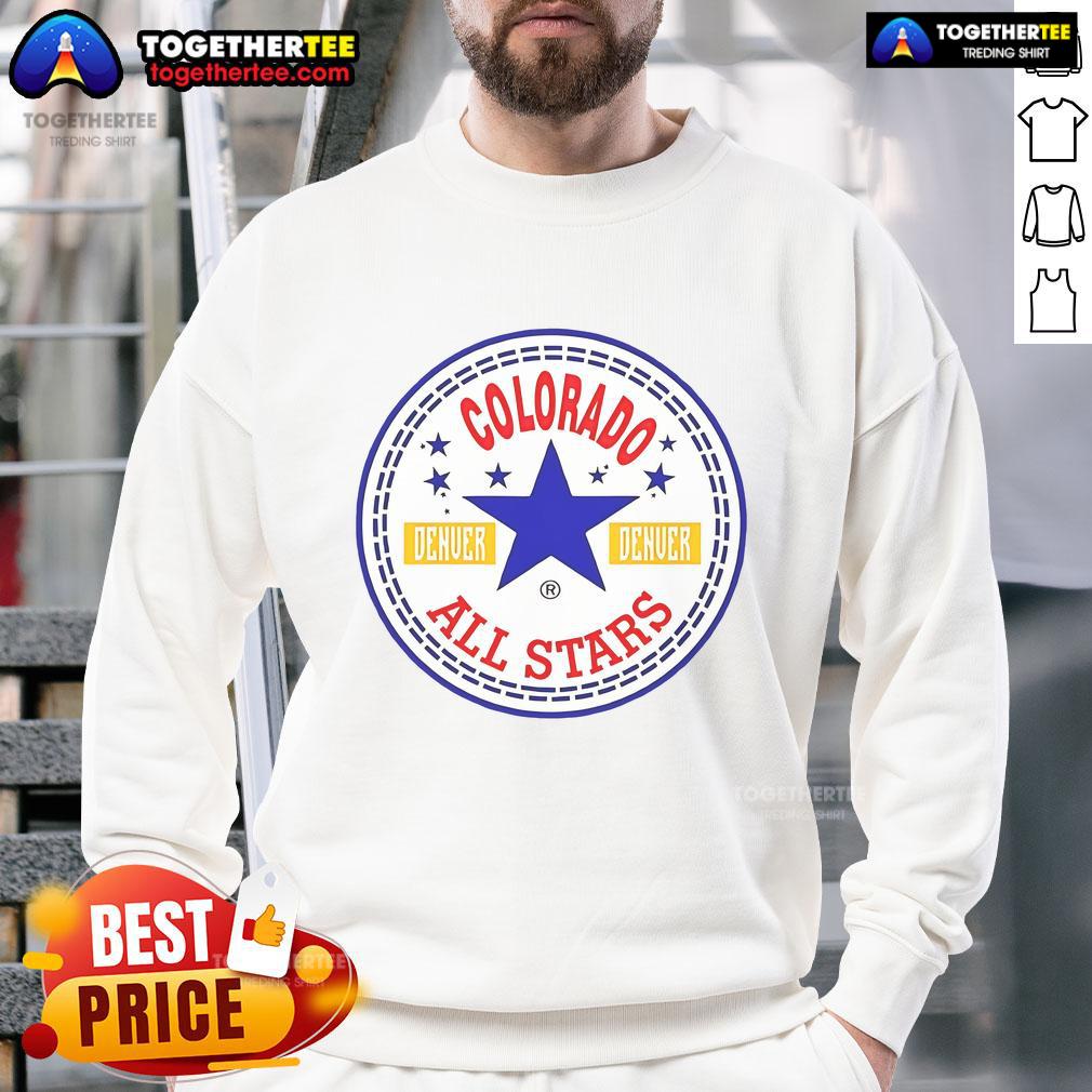 Alt Text: Official Colorado Denver All-Stars logo sweatshirt featuring vibrant colors and stylish design for fans.