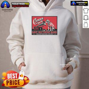 Official Dave Matthews Band Freedom Mortgage Pavilion hoodie poster for July 25, 2025 concert in Camden, NJ.