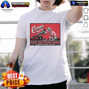 Official Dave Matthews Band Freedom Mortgage Pavilion poster t-shirt for July 25, 2025 concert in Camden, NJ.